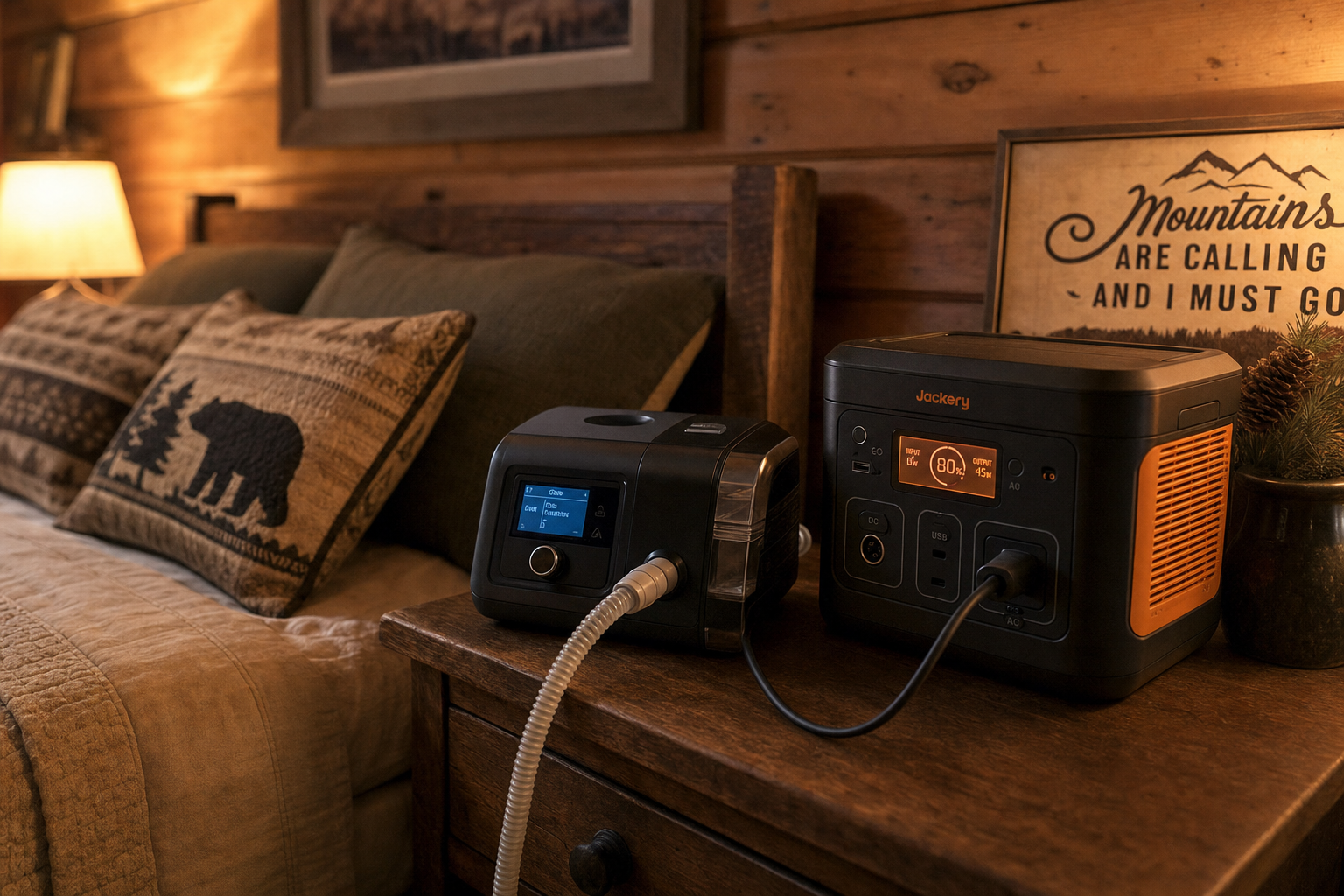 CPAP machine powered by portable power station